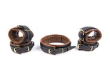 Premium PU Leather Adjustable Padded Collar, Handcuffs & Ankle Cuffs Set with V888-ELOSUNG29414