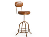 INDUSTRIAL WIND UP BAR CHAIR WITH LEATHER V742-M12831