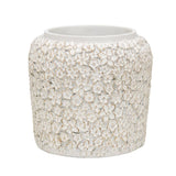 White Flower Embossed Planter w Hole Plug 25cm V637-88756PLN