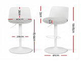 Artiss 2x Bar Stools Kitchen Swivel Gas Lift Counter Dining Chair Curved White BA-BB-8097C-WHX2