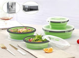 4-Piece Food Storage Container Set - Lunch - Collapsible Food Container - Round Silicone Lunch V1188-MS-313-1060