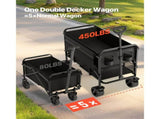 Double Decker Wagon Collapsible, 400L Heavy Duty Folding Wagon Cart, Extended Long Garden Cart with V952-ZDHYBXSSTCHS4GGRTV0