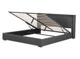 Artiss Queen Bed Frame Gas Lift Storage Bed with Charging Ports Upholstered Geometric Headboard BFRAME-G-MORFEI-Q-BK-ABC