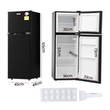 Devanti 122L Two Door Bar Fridge Mini Fridge with Freezer Black BF-F-D-122L-BK