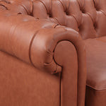 2 Seater 3 Seater Brown Sofa Lounge Set Button Tufted in Faux Leather V43-SET-MDL-3+2-BR