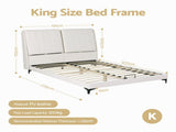 Artiss King Size Bed Frame with Adjustable Headboard, PU Leather BFRAME-H-FLEX-K-BG-ABC