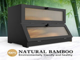 CARLA HOME Double Layer Bamboo Bread Box for Kitchen Counter - Large Capacity Bread Storage V178-36199
