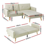 Artiss Sofa Bed Ottoman 3 Seater Beige Faux Linen SBED-I-3S-01-BG-ABC