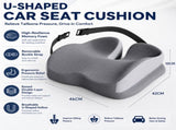 Grey Ergonomic U-Shaped Double-Layer Raised Car Seat Cushion with Breathable Cover and Buckle Straps V888-ELOSUNG55025
