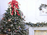 Red Plaid Burlap Christmas Tree Decoration Large Bow Christmas Tree Decoration for Indoor or Outdoor V1263-JX-1850