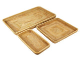 Rattan Tray Tabletop Organization Hand Woven Snack Storage Basket Multifunctional Serving Tray 3 Pcs V1294-YM0703-3118230023614