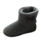 Dark Grey Flat Bottom Warm Boots, Knitted and Rubber, Non-Slip and Durable 1Pair V1370-AZ4-14286