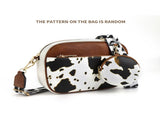 Cow White Brown Chic Quilted Crossbody Bag - Vintage PU Leather Shoulder Purse with Adjustable Strap V888-ELOSUNG33462
