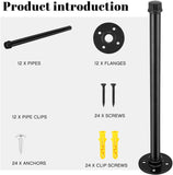 12 Set 12 Inch Industrial Pipe Clothing Rack with Screws Set Wall Mounted Industrial Pipe Clothes V1258-DP02-C-2291