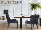 4X French Provincial Dining Chair Ring Studded Velvet Rubberwood Leg LISSE BLACK V274-FT-VFC-1141-BK4