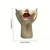 Gazing Muse "Hands-on Beauty" Resin Brush Holder with Sculpted Bust Design.1 Piece Elegant Resin V1106-SZHZSNH001
