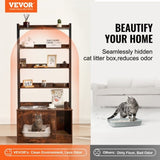 VEVOR Cat Litter Box Enclosure Wooden Litter Box Furniture Hidden with 4 Shelves V952-DHWCBBSNJSMSEYD6AV0