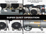 UNIMAC 50L 3.0HP Silent Oil-Free Electric Air Compressor, Portable, Twin Nitto Outlets V219-TOLACMUM5C0FA