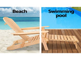 Gardeon 2PC Adirondack Outdoor Chairs Wooden Sun Lounge Patio Furniture Garden Natural FF-BEACH-CHOTTO-NTL-2X