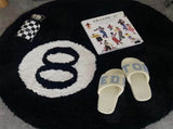 Black, Billiard Ball Mat, 8-Ball Soft & Fluffy Black Bedroom Decoration, Black Circle V1188-JAR60-03865-2