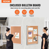 VEVOR 36"x24" Enclosed Cork Board with Aluminum Frame Lockable Bulletin Board V952-RMB36X24WLBKUYH3DV0