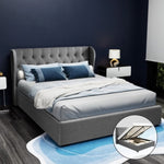 Artiss Bed Frame Queen Size Gas Lift Grey ISSA BFRAME-E-ISSA-Q-GY-AB