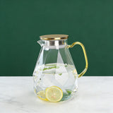 2.2 Liter Diamond Glass Pitcher, Water Carafe With Golden Lid Spout Handle, Hot Cold Resistant Jug V1369-AZ3-W-15188