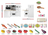 Keezi Kids Wooden Toy Kitchen with 29pc Play Food and Cookware Set PLAY-WOOD-FRIDGE-3IN1