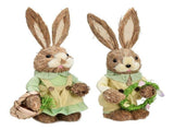 2 Pcs Handmade Straw Bunny Woven Standing Bunny Statue Decor for Indoor Child Party Green V1294-YM0901-250120FB05-5