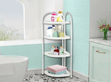 Shower Corner Shelf White Caddy Bathroom Shelves Organiser Bath Storage Rack 4 V63-827131