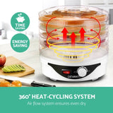 Devanti 5 Trays Food Dehydrator Fruit Dehydrators Pet Beef Jerky Dryer White FD-B-1142-5T-WH