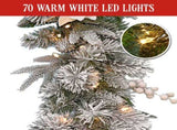 Christabelle 2.74m Christmas Garland Snow Frosted Colonial Tree Decoration Ornament White Green 112_NATFC103