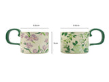 2X High-Fired Ceramic Porcelain Mug Set with Lid 400ml Vintage Floral Tea Spoon GREEN V274-HA-LA-P0024826-MUT