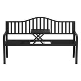 Gardeon Outdoor Garden Bench Seat Loveseat Steel Foldable Table Patio Furniture Black GB-STEEL-TABLE-BK