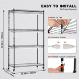 Plant Stand with Grow Lights 4 Tiers 180W 150 cm Tall Plant Grow Shelf V952-GNZWJ150CM90CHT6KV3