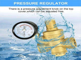 Water Regulator 3/4In with Gauge, Adjustable Water Reducing Valve for Water V1370-AZ4-08070
