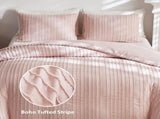 Pink Tufted Stripe Bedding Set - Single 2 Piece Quilt Cover and Pillowcase Set- V888-ELOSUNG54960-2