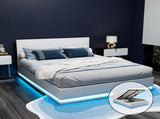 Artiss Bed Frame Double Size LED Gas Lift White LUMI BFRAME-E-LUMI-D-WH-ABC
