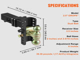 Adjustable Trailer Hitch, 15cm Drop & 11.43cm Rise Hitch Ball Mount with 6.35cm Receiver, Solid V952-SQTQJTCB25221G4VYV0