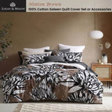 Logan and Mason 250TC Hinton Brown Cotton Sateen Quilt Cover Set Queen V442-LED-QUILTCS-HINTON-BROWN-QS