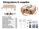Alfresco 4 Person Picnic Basket Set with Table Blanket Cooler Wooden Insulated PICNIC-4PPL-TABLE-BG
