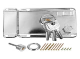 1Set Easy Install Plated Silver Door Lock with Crescent Deadbolt for Barn V1366-AZ2-W-13590