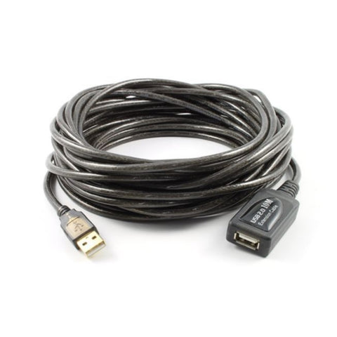 15M USB 2.0 AM-AF Active Extension Cable Black 005.001.0185