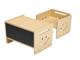 Montessori Weaning Table and Chair Set, 3 In 1 Wooden Toddler Table and Chairs with Chalkboard, V952-ETDNZY1708118E4HMV0