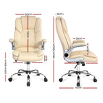 Artiss Executive Office Chair Leather Tilt Beige OCHAIR-G-9314-BG