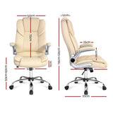 Artiss Executive Office Chair Leather Tilt Beige OCHAIR-G-9314-BG