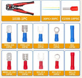 258pcs Crimp Terminal Kit with Quick Disconnect Terminals, Nylon Ties, and Wire Stripper V1107-145-36706