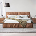 Louis King Bed Frame PU leather KD Slat in Wooden Legs V43-BED-LUIS-K