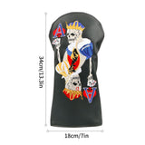 Golf Wood Club Cover Skull Poker Embroidery and Pu Leather Material Premium Golf Club Cover, Black V1192-AZ-W-9852