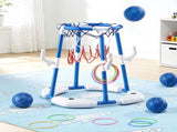 Keezi Kids Basketball Hoop with 4 balls Ring Toss Sports Pool Toys Blue PLAY-BAS-HOOP-WTR-BU